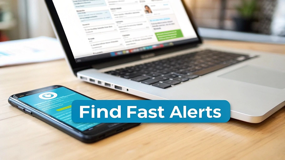 A person on a laptop, focused on searching for a room to rent online.