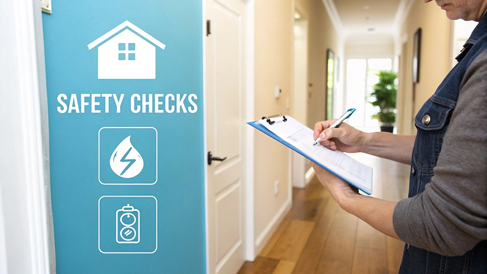 A well-prepared, tidy bedroom ready to be let to a lodger, with a comfortable bed and desk.